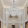 Villa de style européen lustres en cristal transparents à trois étages de haut étage hall d'hôtel projet de plafond bougie lustre lampes de bâtiment duplex