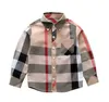 Spring Fall Baby Boys Plaid Shirts Gentleman Style Boy Leisure Shirt Turn-Down Collar Kids Long Sleeve TShirt Children Clothing