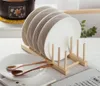 NEWFactory Wooden Dish Rack, Plate Racks Stand Pot Lid Holder, Kitchen Cabinet Organizer for Cup, Cutting Board, Bowl, Drying RRA9965