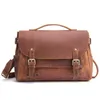Mens Briefcase Document Holder Vintage Genuine Leather Ipad 13'' Laptop Case Handbags Business