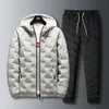 OEIN Winter Men Parka Set Outwear Overcoat+Cotton Pants Suit Casual Warm 2 Pcs Parkas Sets Slim Fit Tracksuit Mens Clothing 220308