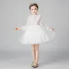 Abito da ballo in tulle soffice abito da ballo a maniche lunghe in filato bianco per abiti da principessa per bambini 2-12 anni E2150 210610