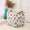 Ins Organization basket cloth linen fabric folding Nordic alphabet large toy storage box SN-ZWL489