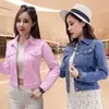 Women's Jackets Idopy Womens Cute Denim Jacket Candy Color Long Sleeve Slim Fit Stretch Short Casual Jeans Coat For Girls