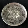 Chińskie rzadkie kolekcje Stare handwork Tybet - Silver Dragon and Phoenix Statua Bowl Home Decor Metal Handicraft