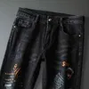 Jeans autunno uomo slim fit piccoli piedi internazionale speciale ricamo coreano mix and match marchio di moda