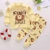 Pajamas Set Girls Underwear Suits Baby Boys Clothes Printed Autumn Winter Long Trousers Korean Home Children's Clothing 211130