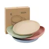 Platos de paja de trigo natural Plato Vajilla saludable Cubiertos Hogar Cocina Plato de fruta de plástico 23CM