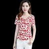 Women Spring Summer Style Chiffon Blouses Shirts Lady Casual Short Sleeve V-Neck Polka Dot Prints Loose Women's Tops DF3497 210609