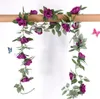 Décorations de mariage 2,2m Vin de fleurs artificielles fausse rose de soie rose Ivy décoration artificielle suspendue Garland décor
