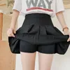 Skirts PEONFLY Korean Style Women High Waist Pleated Casual Solid Mini Cosplay Black White Kawaii Female