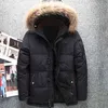 Kış Büyük Hakiki Kürk Hood Ördek Aşağı Ceketler Erkekler Sıcak Yüksek Kalite Aşağı Palto Erkek Casual Kış Yere Down Parkas Y1103