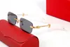 Lunettes de soleil de créateurs de mode Cadres Tendance Cadre en métal doré sans monture Bois Bambou Lunettes de corne de buffle Femmes Hommes Sports Rouge Eyeglasse310s