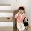 Boys fashion knitted soft striped sweaters girls long sleeve tops children turn-down collar casual pullovers 210615