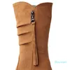 Bottes 2021 mode femmes mi-mollet neige fermeture éclair chaud Wedge Botas De Mujer grande taille femmes