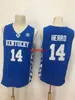 Mężczyznowy college zszyty 14 Tyler Herro Kentucky Wildcats Basketball Jersey S-xxl