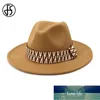 FS Fashion Wide Brim Fedora Panama Jazz Hat Women Men Felt Wool Hats Cowboy Cap Elegant Lady Black Blue Red Yellow Pink1