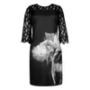 Robe femme 4xl 5xl 6xl grande taille robe pour dames anniversaire maille imprimé noir robe de soirée Sexy Clubwear vêtements d'été 210323