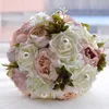 Flores decorativas grinaldas de noiva Dama de noiva Holding Bouquet Flor artificial Vintage Estilo rústico Rodado corda