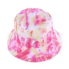 Crianças tie dye balde chapéu criança verão pescador bonés de pesca aba larga gorro dupla lados bacia chapéus esporte praia ao ar livre sol 5628452