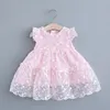 Bebê meninas vestidos de festa verão moda infantil floral bordado trajes toddler roupas sem mangas aniversário roupas 210429