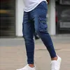 2021 New Autumn Men's Stretch Slim Fit Jeans Casual Fashion Pocket Denim Trousers Daily Men Jeans Street Style Hip Hop Pants 289h