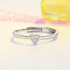 Diamond Heart Anel Banda de Dedo Finger Rosa Ajustável Ajustável Aberto Prata Engagement Casa Anéis Para As Mulheres Moda Jóias Will e Sandy