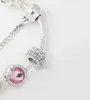 Intero - perle di fascino 925 bracciale a filo placcato in argento Nuovo glassati in lega grande in lega rosa Love uccello a sospensione String306r