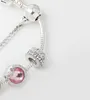 Wholesale - Charm beads 925 silver plated strand Bracelet new glazed big hole alloy pink series love bird pendant hand string