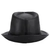 Manlig höst och vinter pu läder fedora hattar stora huvud man plus storlek jazzhatt 57 cm 58 cm 59 cm bred rim delm22