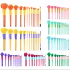 Högkvalitativ 14 st Makeup Brushes Set No Logo Bionic Fiber Wool Wood Handtag 7 Färger 50 Sets / Lot DHL