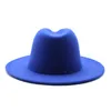 Kobiety Szerokokrwiste Wełny Wełny Jazz Fedora Kapelusze Panama Styl Panie Trilby Gambler Moda Kapelusz Cowboy Party Cap Winter Blue / Red