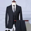 2021 haute qualité hommes affaires dîner Blazers manteau rayure Slim Fit mariage mâle marié Tuxedos costume veste pantalon gilet 3 pièces ensemble X0909