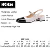 Summer Women's Shoes Genuine Leather Round Black Toe Square Heel Height 3.5 Cm Slingbacks Big Yards Sweet Young Girls Pumps Dress