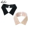 Kobiety Retro Handmade Frezowanie Faux Pearls Warstwy Bib Lapel Fake Collar Biżuteria Odpinany Naszyjnik Choker Cloth Accessory