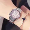 Women Costume Watch ladies Fashion Rhinestone Diamond Dress Watches High Quality Luxury Wristwatch white shell dial Stainless steel strap