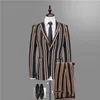 2018 Män Slim Fit Fritid Blazer Jacket, Brand-Clothing Stage Suit Mens Plus Size High-end Luxury Men's Striped Suits Sets 3XL X0909