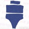 Letter Bikinis Swimwear with Headband Womens INS Sexy Padded Swimsuits Tube Tops Briefs Set Fashion Beach Split Swimsuit Holiday Strapless Bathing Suit