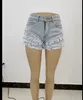 Mode sommar kvinnors shorts casual mid-midja jeans med breda ben byxor