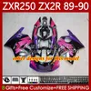 Motorradverkleidungen für KAWASAKI NINJA ZX2R ZXR250 ZX 2R 2 R R250 ZXR 250 89 90 Karosserie 84Nr. 47 ZX2 R ZX-2R ZXR-250 1989 1990 ZX-R250 Gloss Yellow 89-98 Ganzkörper-Kit