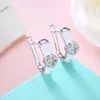 Boucles d'oreilles en forme de fleur en argent Sterling croix creuse pour femmes brillant 5A zircon cubique boucle d'oreille bijoux cadeau Dale22