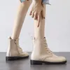 Women Boots Nude Short Pu Leather Crity Platform Shoes Autumn Winter Ladies Side Side shipper