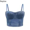 Neploe Crop Top Women Tank Summer Sexy Camis Push Up Denim Bra Backless Bustier Party Club Vest Woman Clothes 1C292 210423