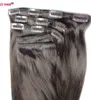 16-28 inches 7pcs set 140g Clips in/on 100% Brazilian Remy Human Hair Extension Full Head Natural Straight