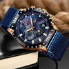 LIGE bleu décontracté maille ceinture montre hommes mode Quartz hommes montres haut marque de luxe étanche horloge Relogio Masculino 210527
