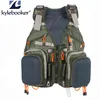 Justerbara män Flyga Fiske Vest Pack Multifunktionsfickor Utomhus Mesh Ryggsäck Fisk Tillbehör Väska 210923