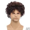 Wavy Men's Synthetic Wig Brown Color Pelucas Perruques de cheveux humains Simulation Human Remy Hair Wigs WIG-M47B