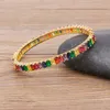 2020 Ny Bohemian Manschett Armband Clip-On Buckle Rainbow CZ Stone Bangles För Kvinnor Mode Smycken Charm Smycken Tillbehör Q0717