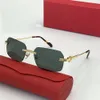 Solglasögon för män och kvinnor Luxury Designer Glasögon Ramlös dekorativ berömmelse Big Rectangle Frame Lenss Bekväma Original Box Sunnies Visor 2021