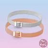 Hot Silver Bracelet 925 Sterling & Rose Gold Cubic Zircon Clasp Reflection for Women Jewelry Fit With Original Box2860263